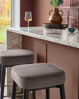 Clover mocha velvet backless brushed bronze bar stool