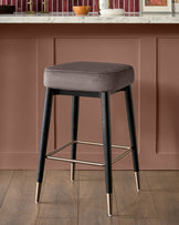 Clover mocha velvet backless brushed bronze bar stool