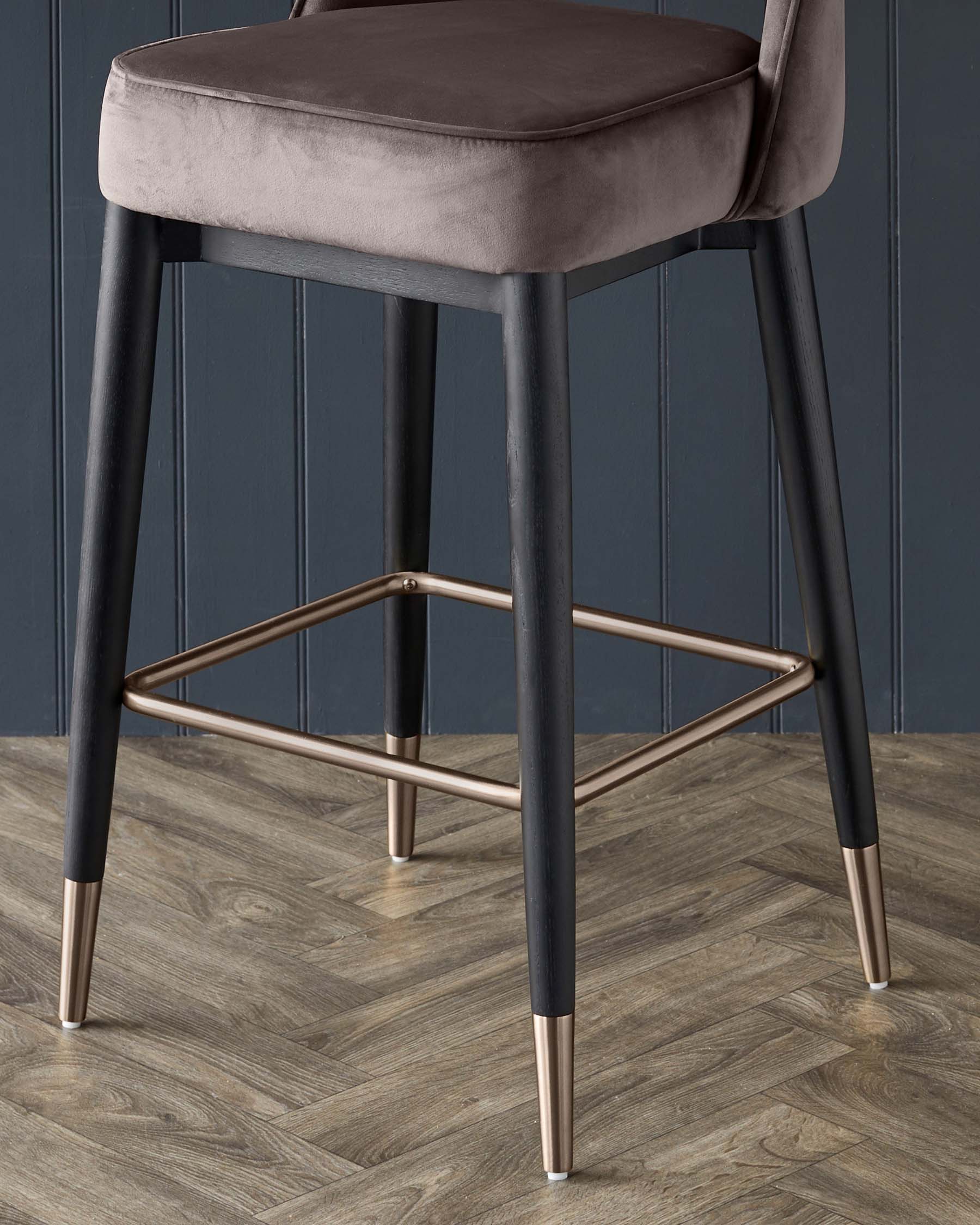Crushed Velvet Silver Leg Bar Stool Clover Mocha Velvet Bar Stool