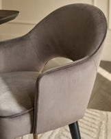 Clover mocha velvet dining armchair