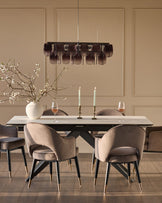 Clover mocha velvet dining armchair
