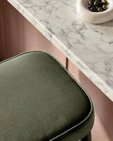 Clover olive green velvet backless brushed bronze bar stool