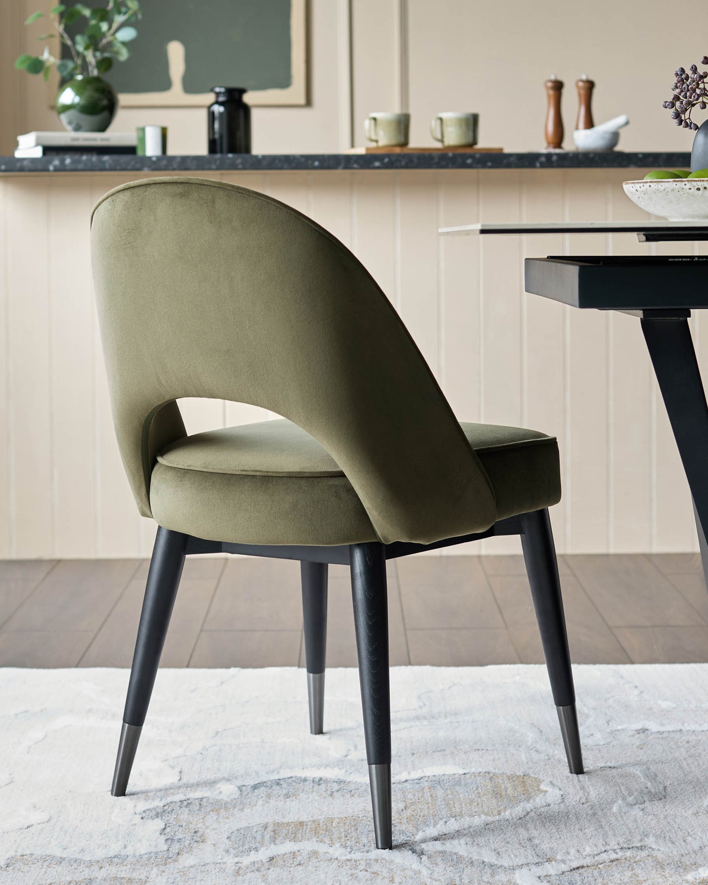 Clover olive green velvet dining chair — free download