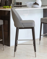 Clover Mid Grey Faux Leather Bar Stool