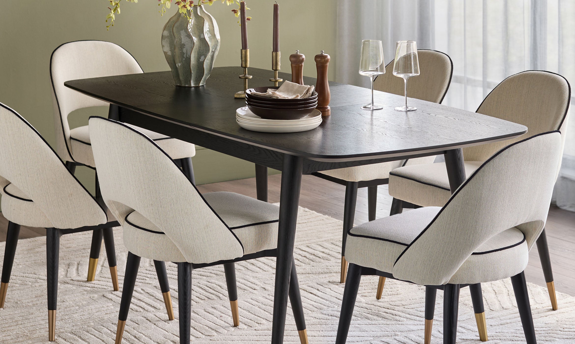 Clover Black Ash Extending 6 to 8 Seater Dining Table