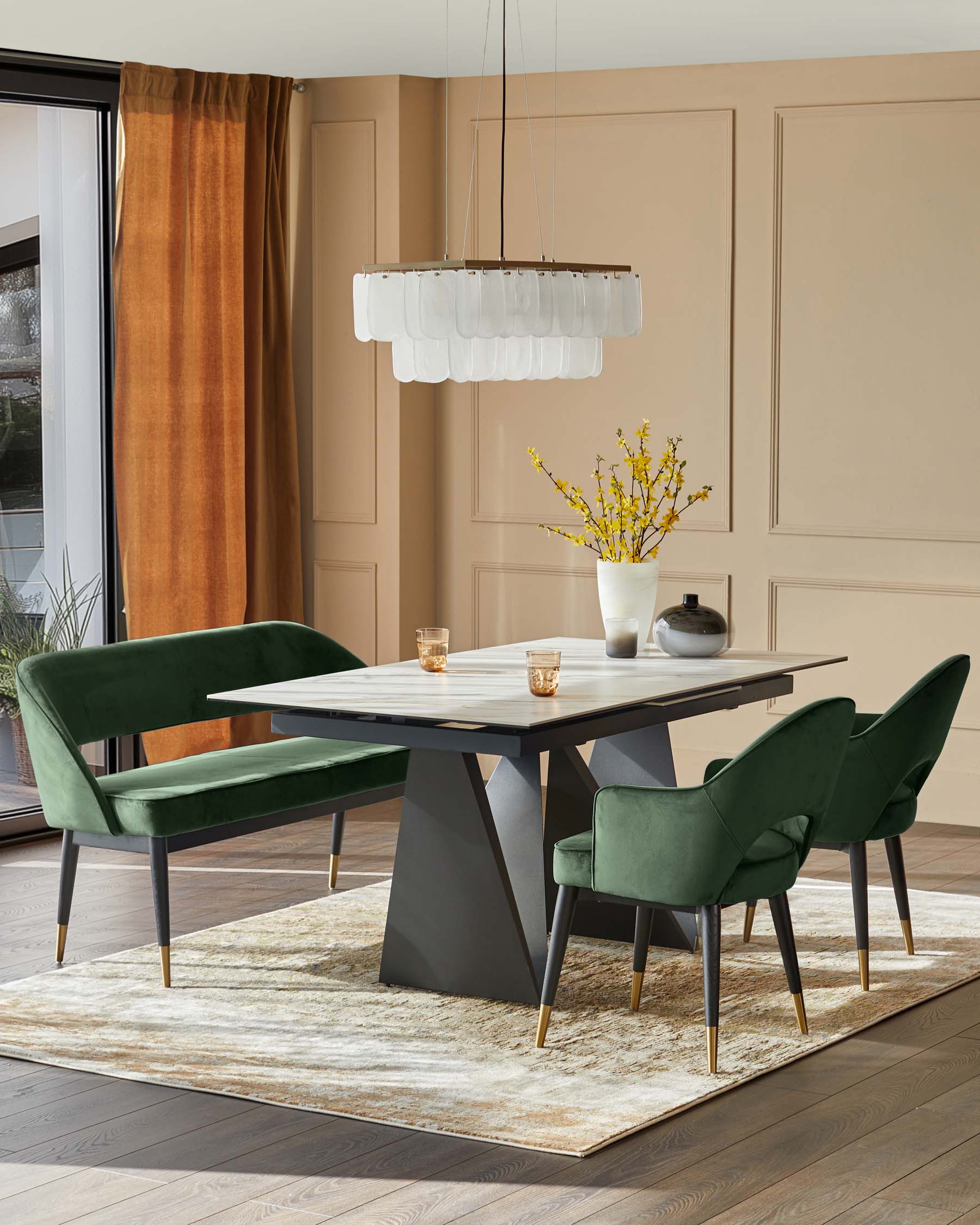 Clover Dark Green Velvet Dining Armchair by Danetti
