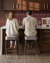 Clover mocha velvet backless brushed bronze bar stool