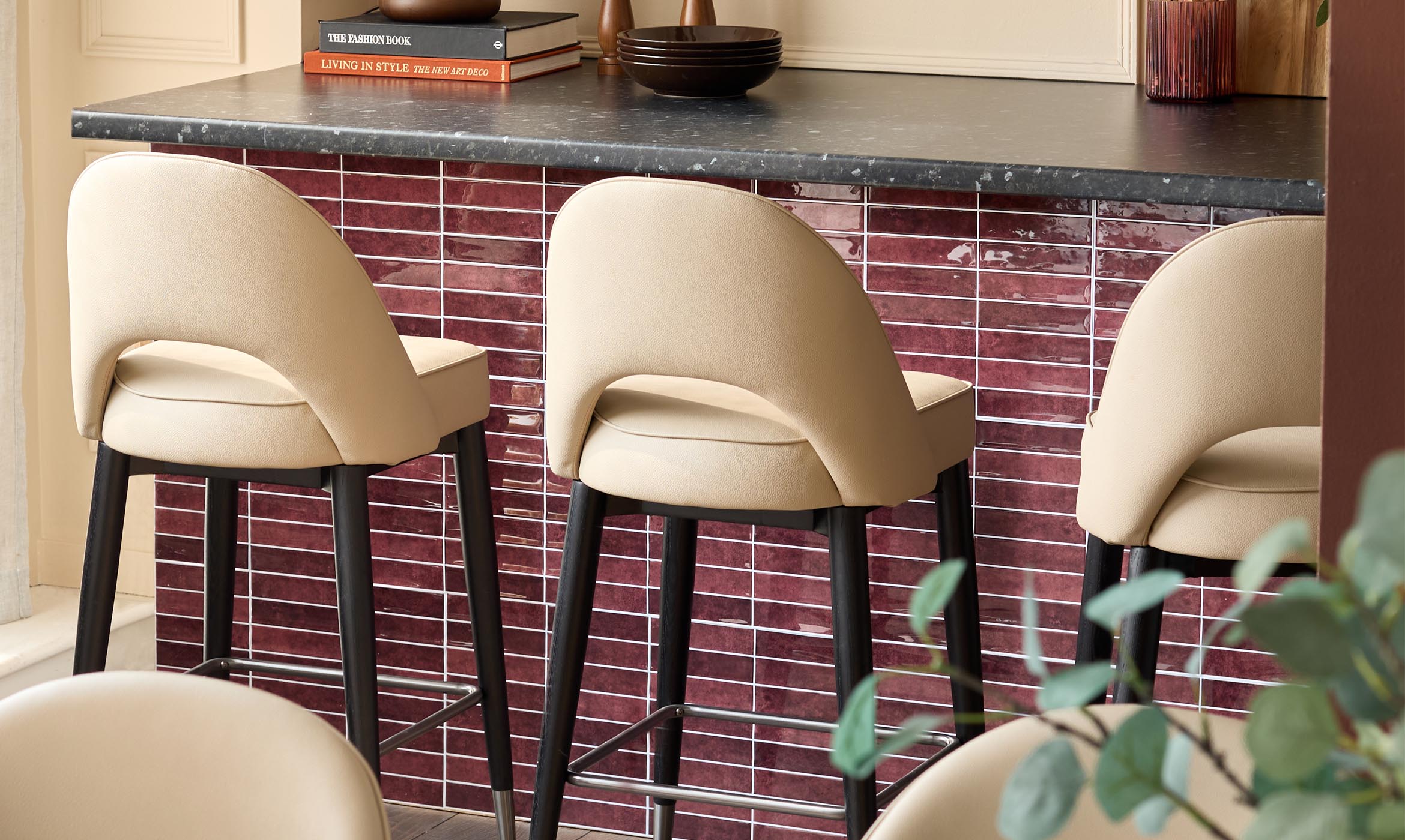 Clover natural faux leather bar stool