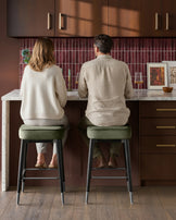 Clover olive green velvet backless brushed bronze bar stool