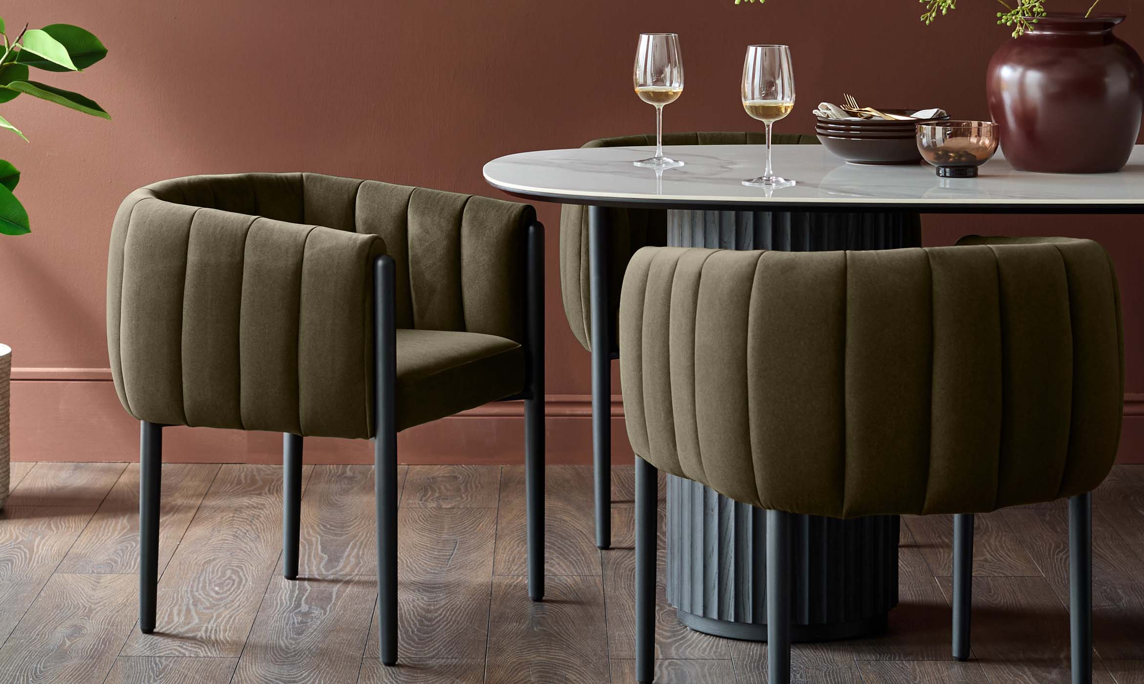 Cole olive green fabric dining chair