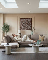 Colette mink chenille left hand corner chaise sofa