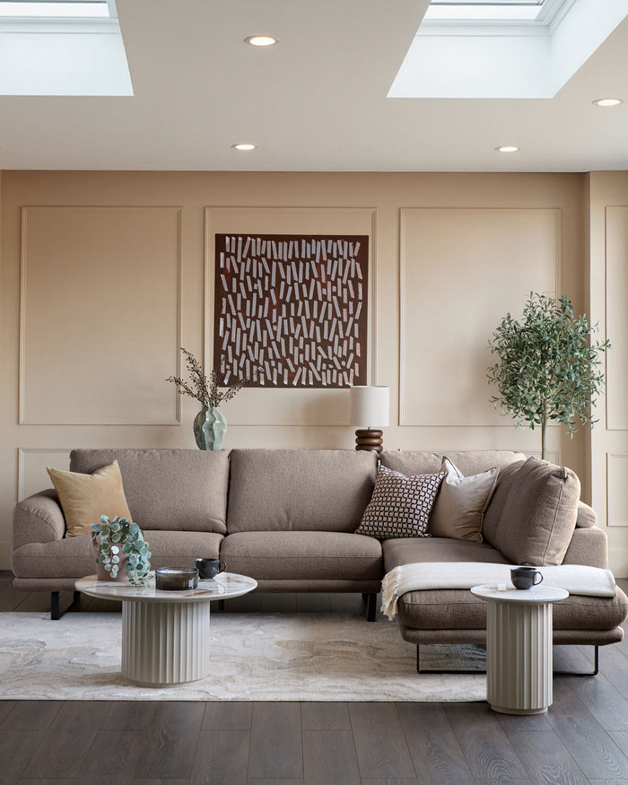 Colette mink chenille right hand corner chaise sofa