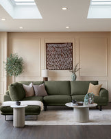 Colette olive green chenille left hand corner chaise sofa