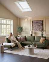 Colette olive green chenille left hand corner chaise sofa