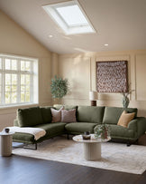 Colette olive green chenille left hand corner chaise sofa