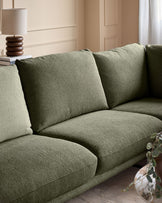 Colette olive green chenille right hand corner chaise sofa