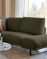 Colette olive green chenille right hand corner chaise sofa