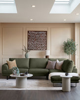 Colette olive green chenille right hand corner chaise sofa