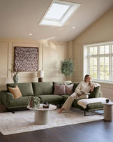 Colette olive green chenille right hand corner chaise sofa