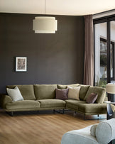 Colette olive green chenille right hand corner chaise sofa