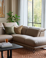 Connor natural leather right hand corner chaise sofa