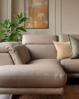 Connor natural leather left hand corner chaise sofa