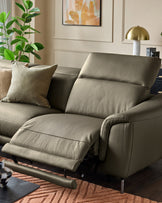 Connor olive green leather left hand corner sofa