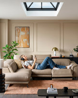 Connor natural leather left hand corner chaise sofa