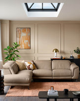 Connor natural leather left hand corner chaise sofa