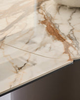 Cortona natural marbled ceramic 8 - 10 seater extending dining table
