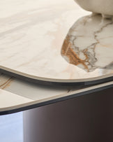 Cortona natural marbled ceramic 8 - 10 seater extending dining table
