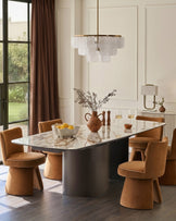 Cortona natural marbled ceramic 8 - 10 seater extending dining table