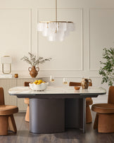 Cortona natural marbled ceramic 8 - 10 seater extending dining table