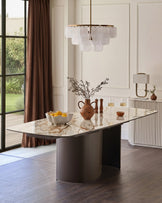 Cortona natural marbled ceramic 8 - 10 seater extending dining table