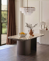 Cortona natural marbled ceramic 8 - 10 seater extending dining table