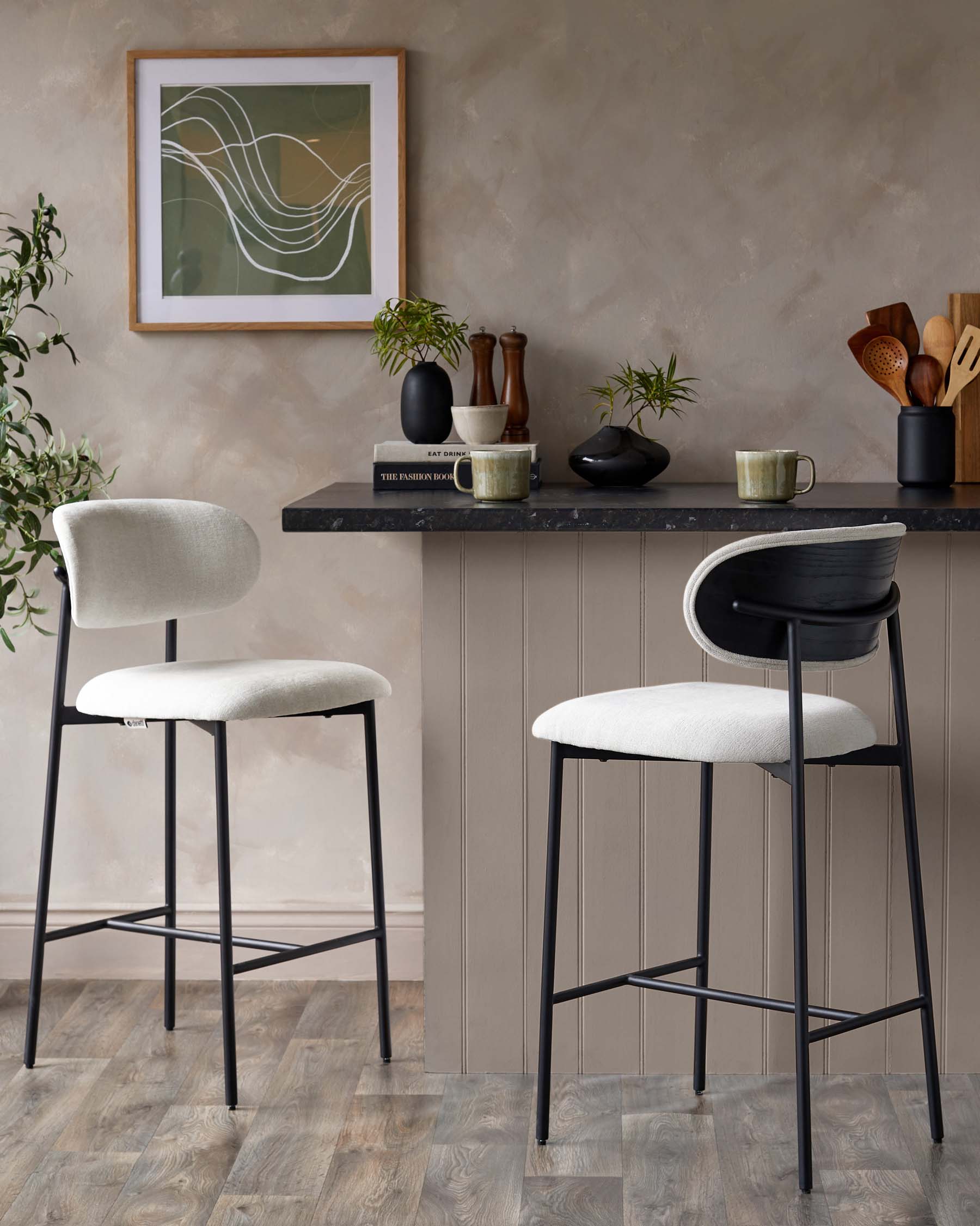 Cree cream fabric bar stool – Danetti - Main Image