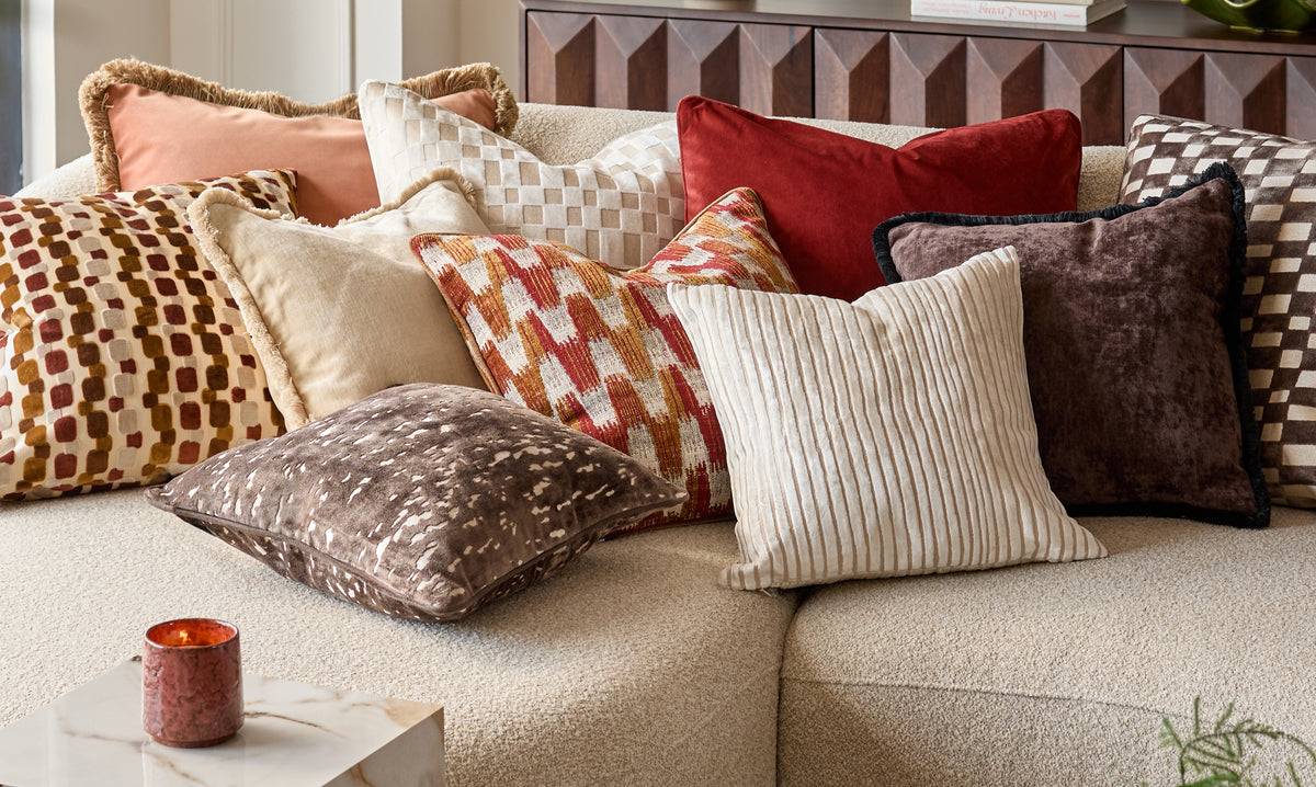 Payton natural extra large velvet cushion