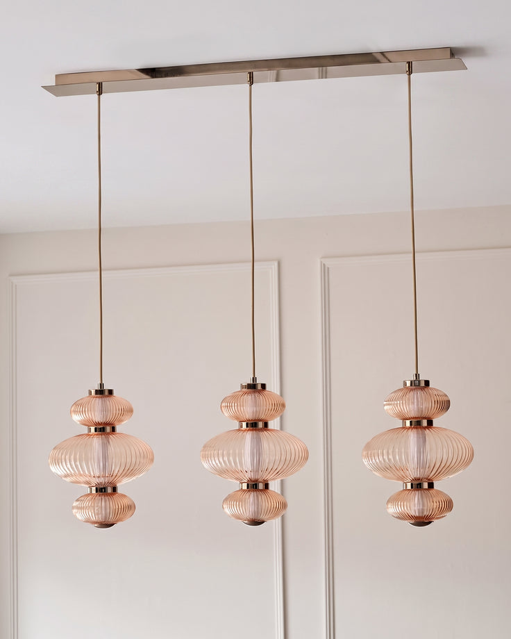 Cynthia champagne glass 3 bar pendant light