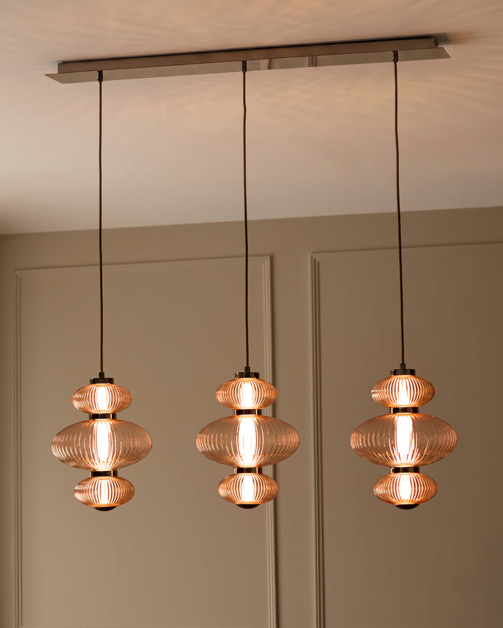 Cynthia champagne glass 3 bar pendant light