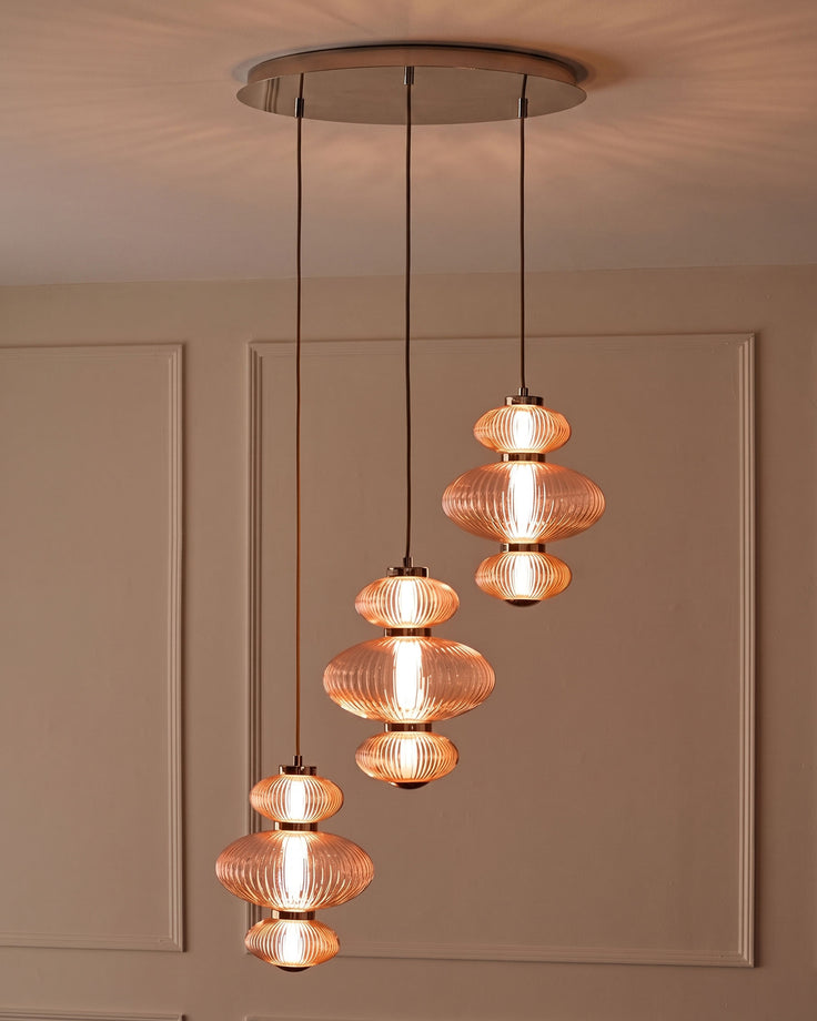 Cynthia champagne glass 3 drop pendant light