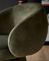 Darcy olive green velvet swivel chair