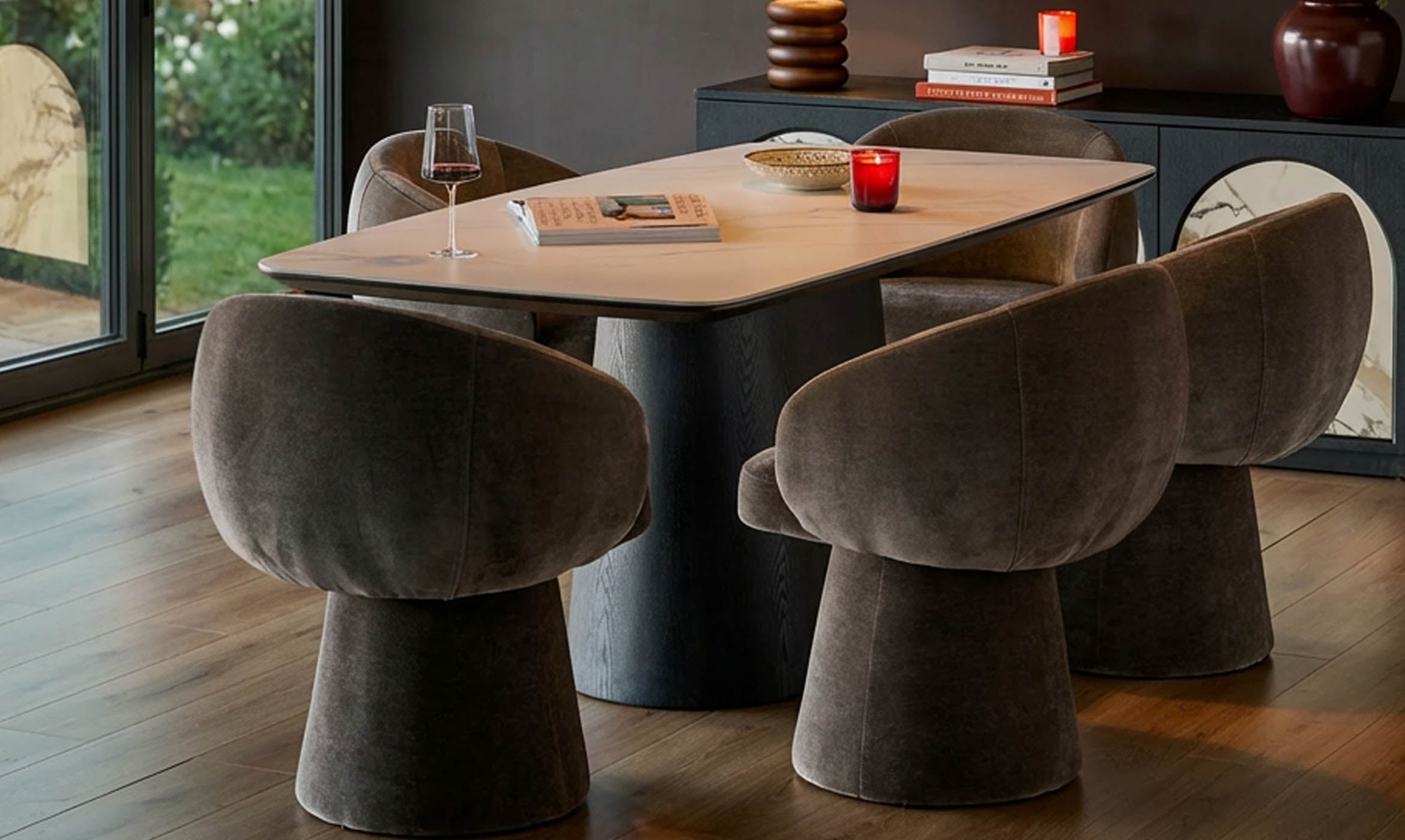 Darcy mocha chenille swivel chair