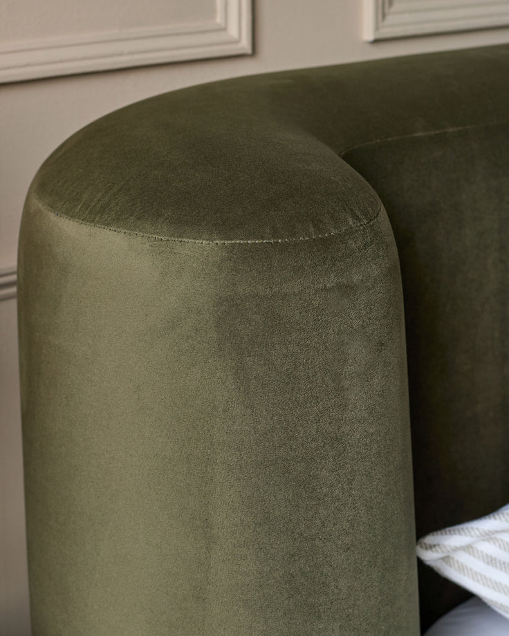 Darla olive green velvet double ottoman storage bed