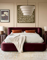 Darla plum velvet king ottoman bed