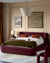 Darla plum velvet king ottoman bed
