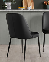 Deco black leather dining chair