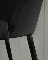 Deco black leather dining chair