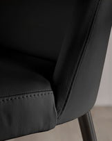 Deco black leather dining chair