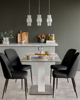 Deco black leather dining chair