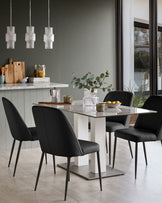 Deco black leather dining chair